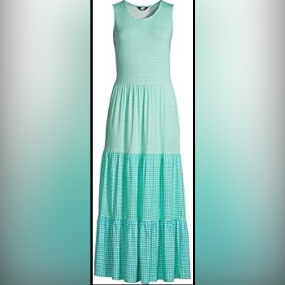 Lands' End Light Green Maxi Skirt